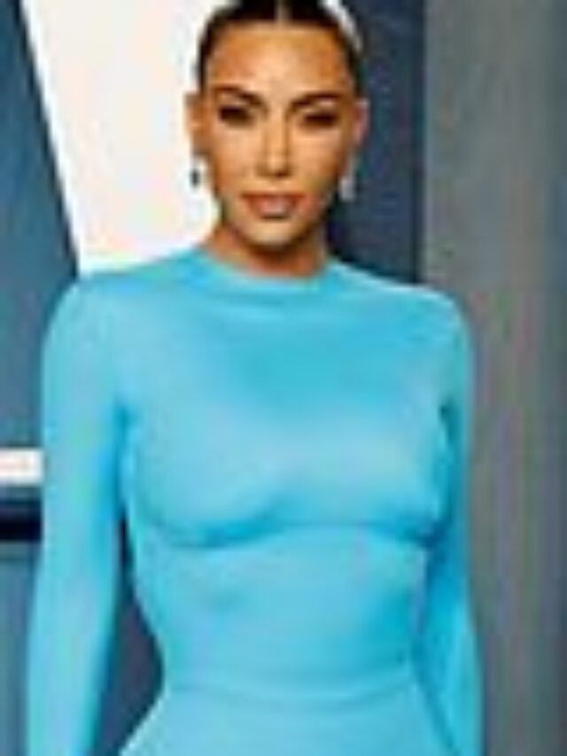 Kim Kardashian Slips Into Electric Blue Dress